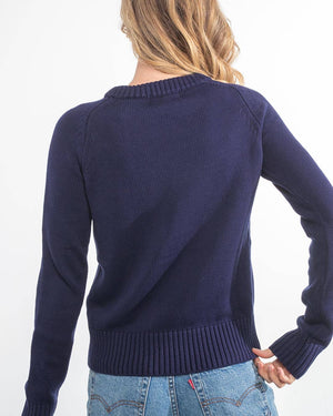 Cotton Silk Crew: Navy