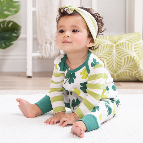 St. Paddy's Shamrocks & Clovers Baby Cotton Romper