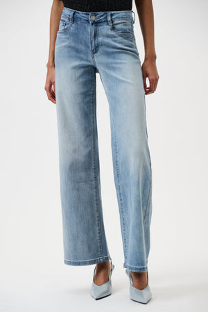 Goldie | Classic Wide-Leg Stretch Jeans - Light Blue Denim