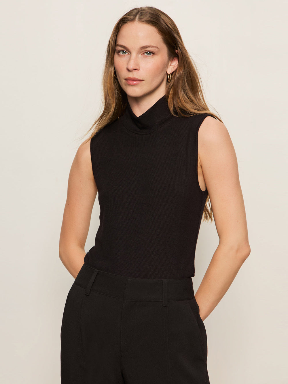 Essential Sleeveless Mock Neck - Black
