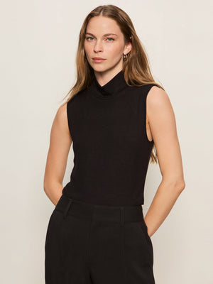 Essential Sleeveless Mock Neck - Black