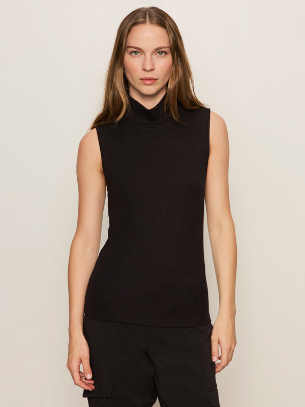 Essential Sleeveless Mock Neck - Black