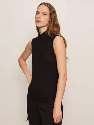 Essential Sleeveless Mock Neck - Black