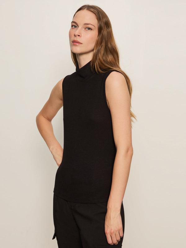 Essential Sleeveless Mock Neck - Black