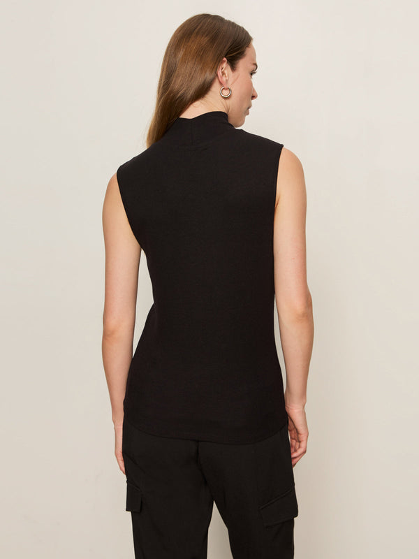 Essential Sleeveless Mock Neck - Black
