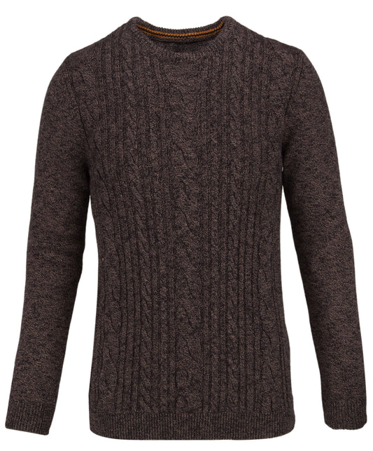 Cable Knit Long Sleeve Pullover - Black & Tan