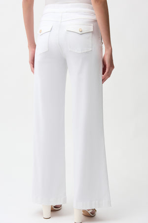 Wide Leg Pull-On Jeans With Gold Buttons