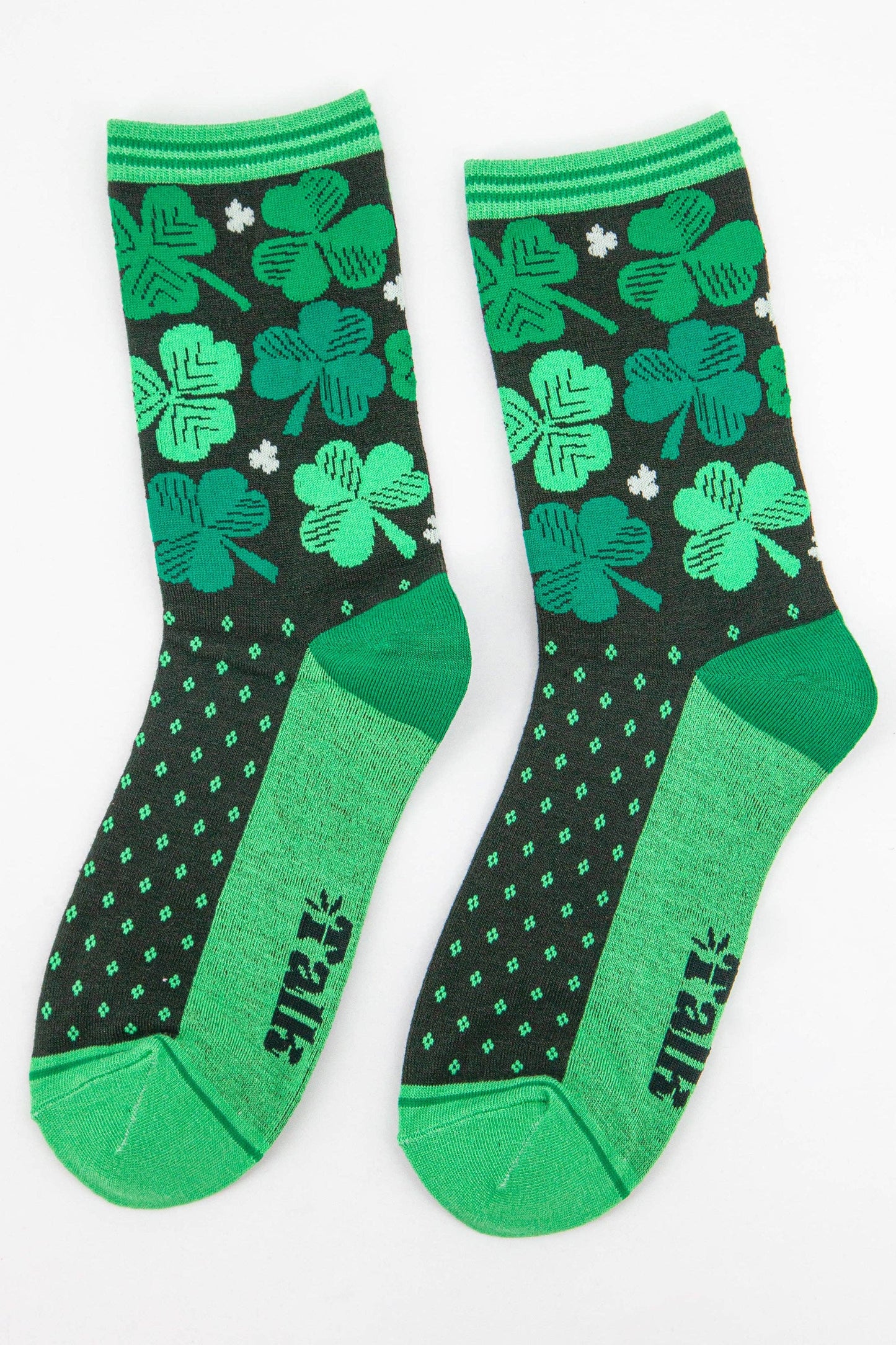 Women's Lucky Irish Shamrock Four Leaf Clover Bamboo Socks: UK 3-7 | EU 36-40