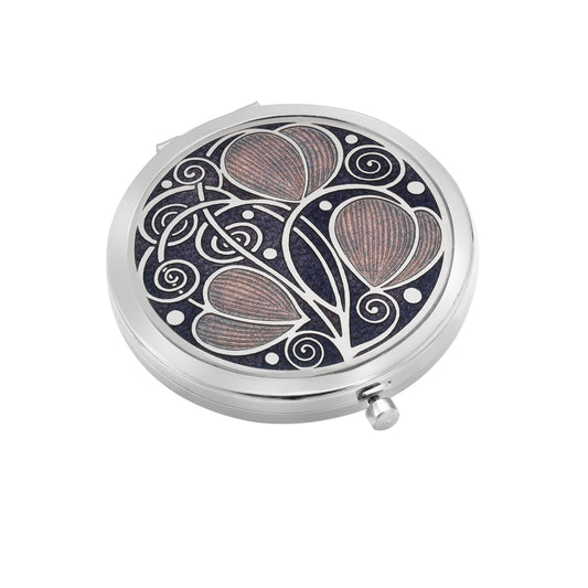 Rennie Mackintosh Leaves Enamel Compact Mirror - Purple & Lilac