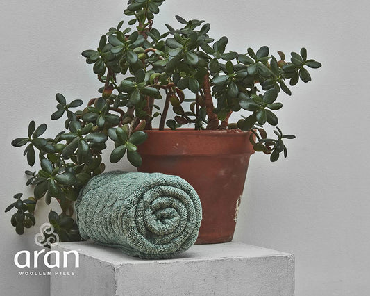 Silver Strand Supersoft Aran Cable Throw - Sea Foam Green