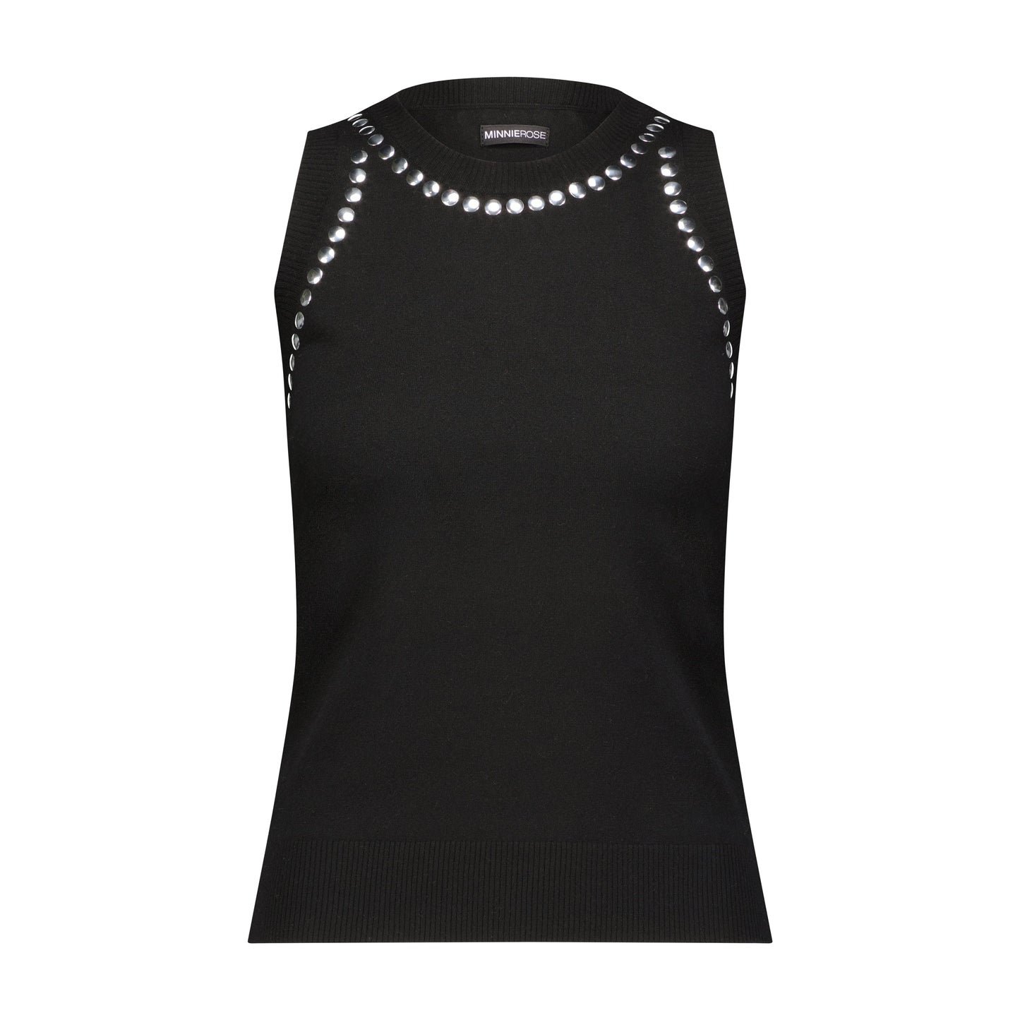 Viscose Blend Sleeveless Top With Studs