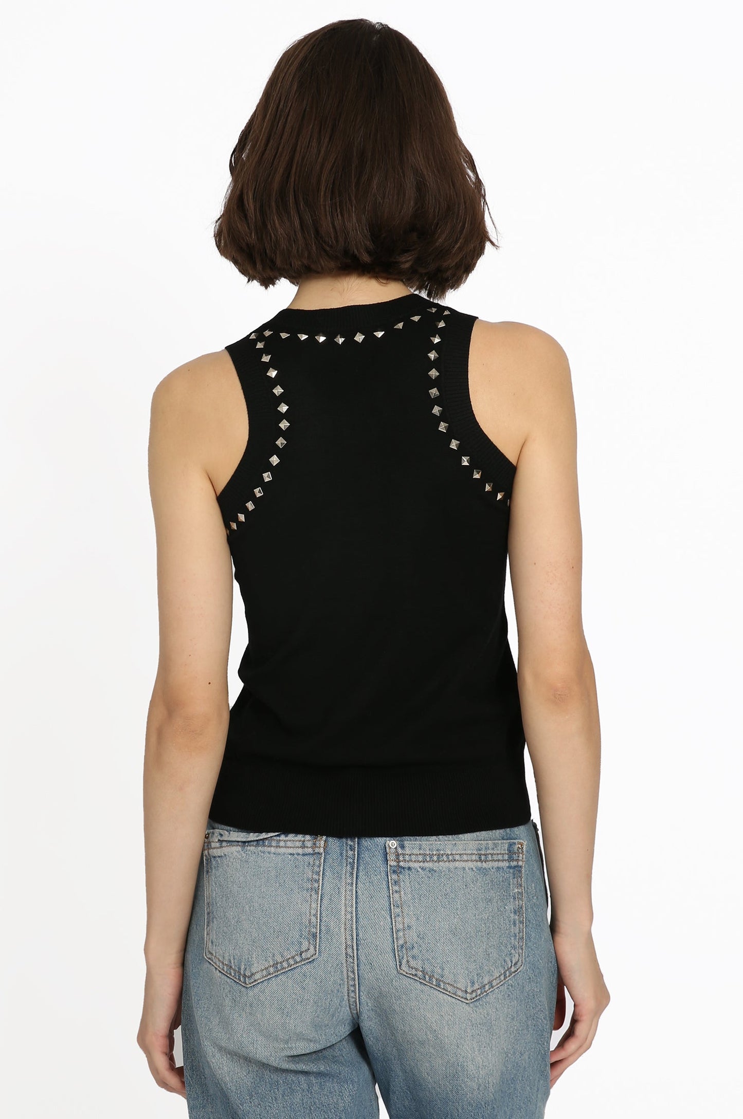 Viscose Blend Sleeveless Top With Studs