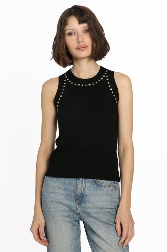 Viscose Blend Sleeveless Top With Studs