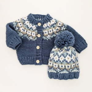 Fairisle Cardigan Sweater - Slate