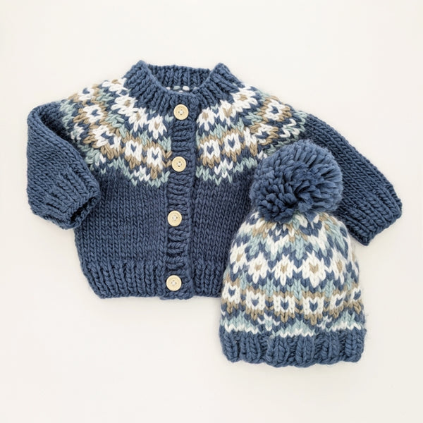 Fairisle Cardigan Sweater - Slate
