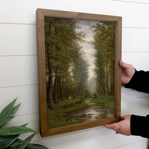 Brooke in the Forest - Cabin Canvas Art - Wood Framed Art: 12x18" Medium Canvas Art with Thick Wood Frame