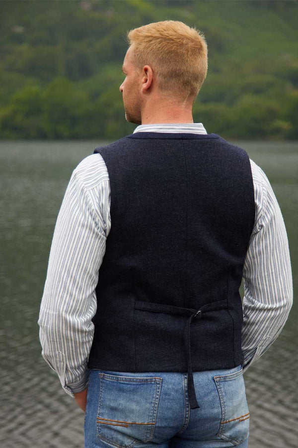 Inch Wool Tweed Vest - Navy Blue