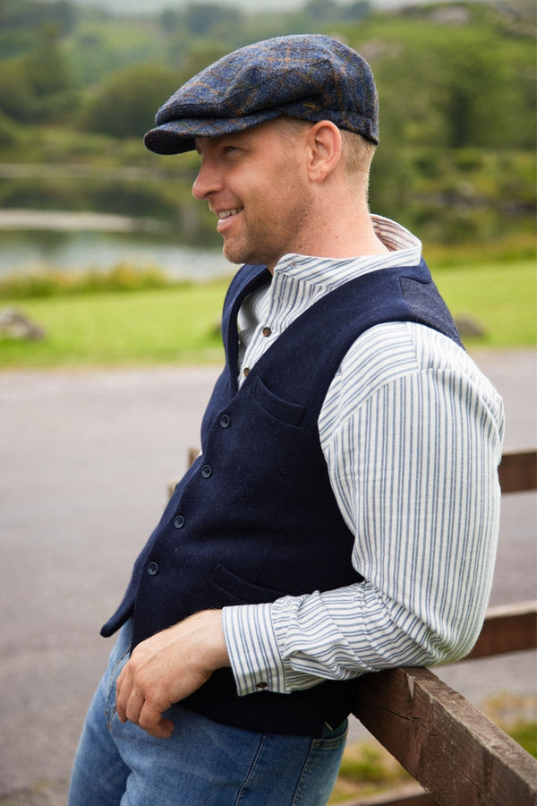 Inch Wool Tweed Vest - Navy Blue