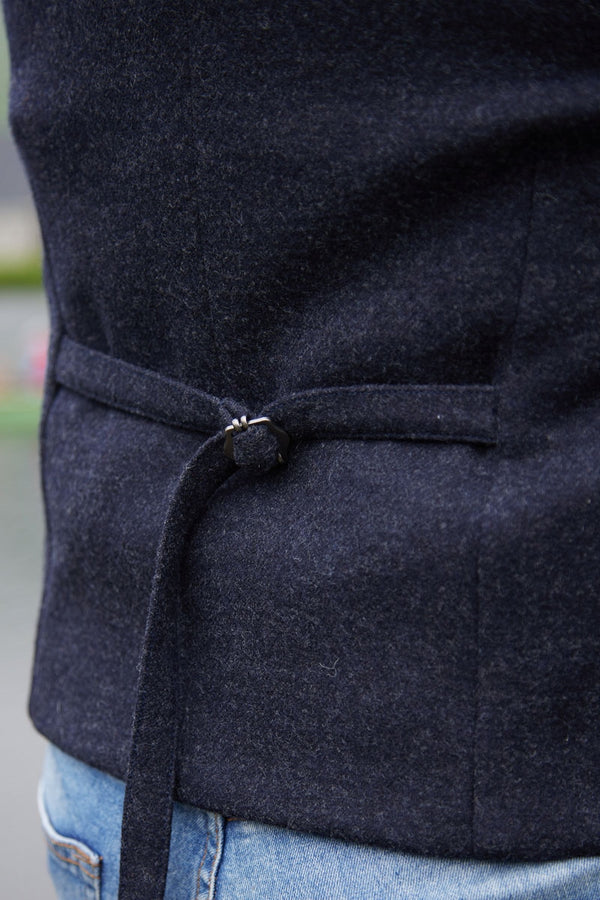 Inch Wool Tweed Vest - Navy Blue