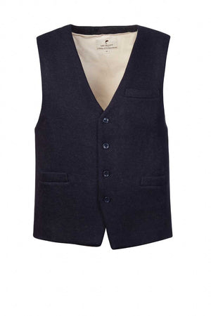 Inch Wool Tweed Vest - Navy Blue