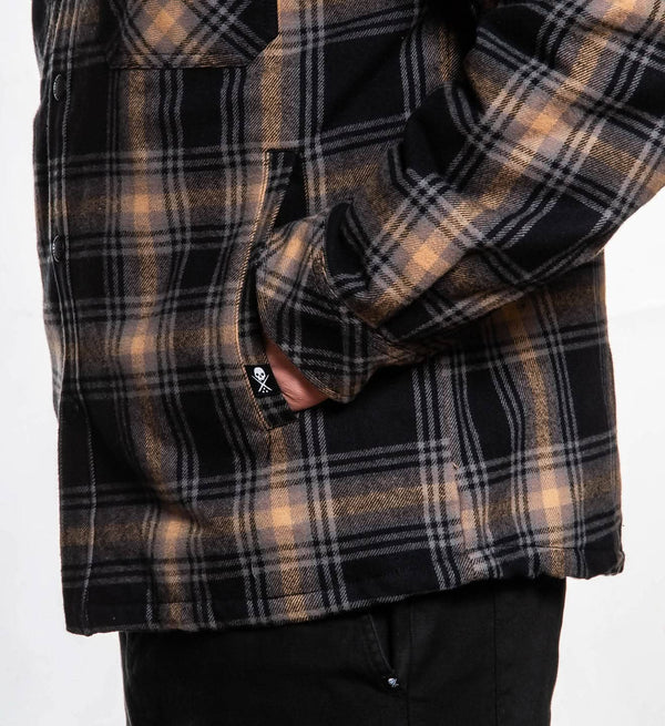 Vortex Quilted Flannel Jacket: BLACK / S