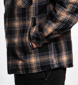 Vortex Quilted Flannel Jacket: BLACK / 2X
