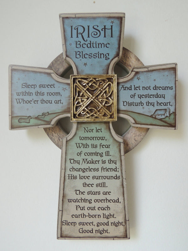 Irish Bedtime Blessing Cross Wall Plaque