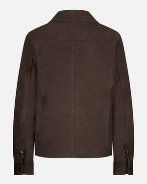 Dakota Leather Shirt Jacket - Brown