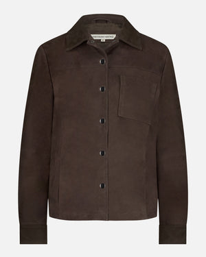 Dakota Leather Shirt Jacket - Brown