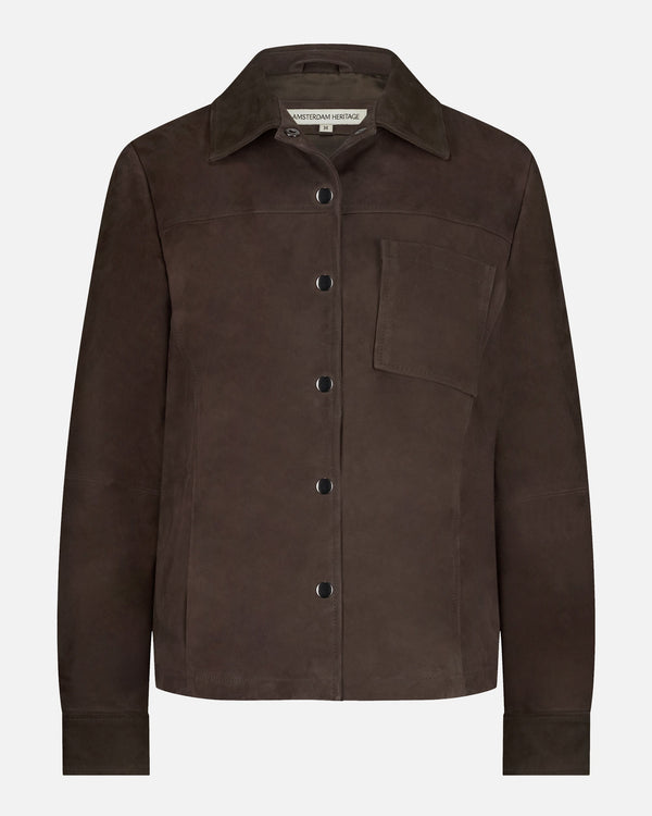 Dakota Leather Shirt Jacket - Brown