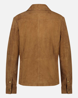 Dakota Leather Shirt Jacket - Cognac