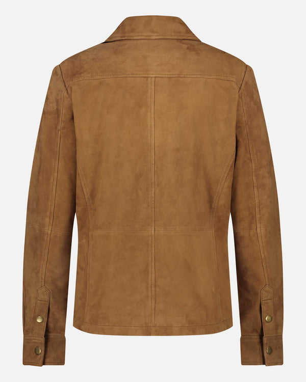 Dakota Leather Shirt Jacket - Cognac