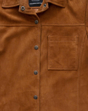 Dakota Leather Shirt Jacket - Cognac