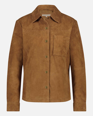 Dakota Leather Shirt Jacket - Cognac