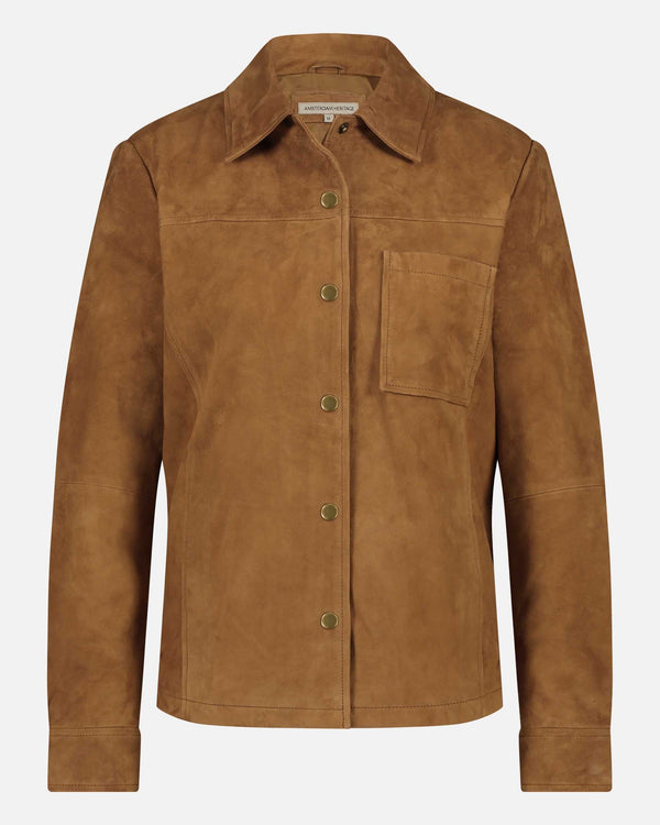 Dakota Leather Shirt Jacket - Cognac
