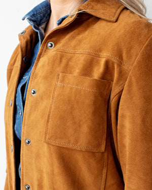 Dakota Leather Shirt Jacket - Cognac