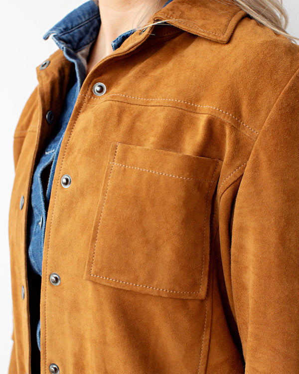 Dakota Leather Shirt Jacket - Cognac