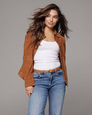 Dakota Leather Shirt Jacket - Cognac