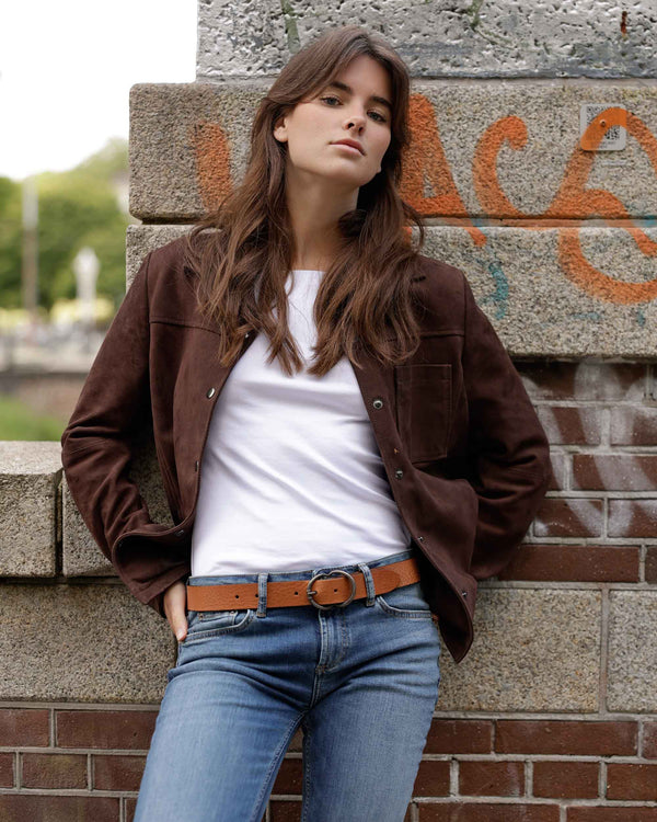Dakota Leather Shirt Jacket - Brown