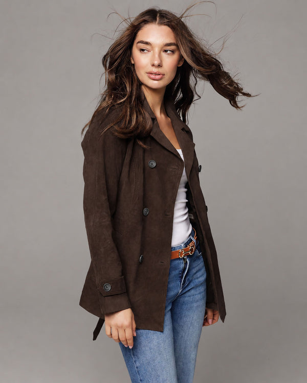 Emilia Suede Leather Trench Coat