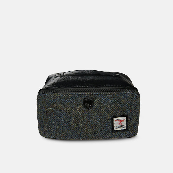 Toiletry Travel Bag - Black w/ Grey Herringbone