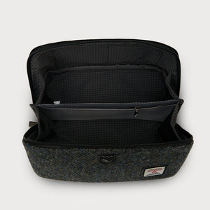 Toiletry Travel Bag - Black w/ Grey Herringbone