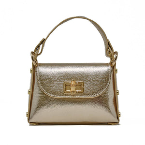 GF1075 GENUINE ITALIAN LEATHER  BAMBOO CLASP, CROSSBODY BAG: LILAC