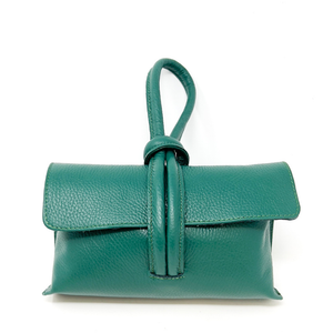 GF0467 GENUINE ITALIAN LEATHER  WRISTLET BAG: SILVER