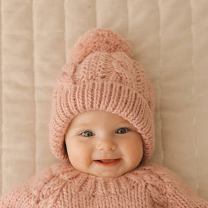 Cable Beanie Hat Baby & Kids - Rosy Pink