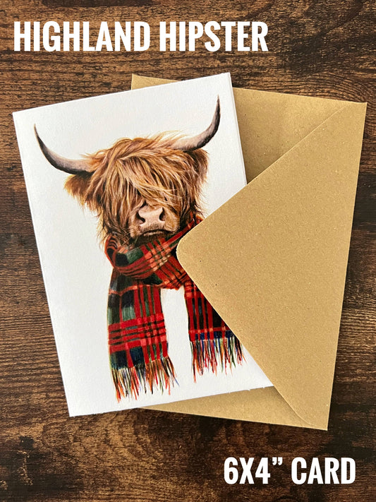 Highland Hipster Highland Cow Greeting Card