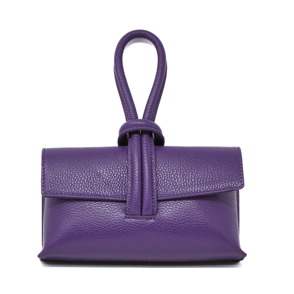 GF0467 GENUINE ITALIAN LEATHER  WRISTLET BAG: SILVER