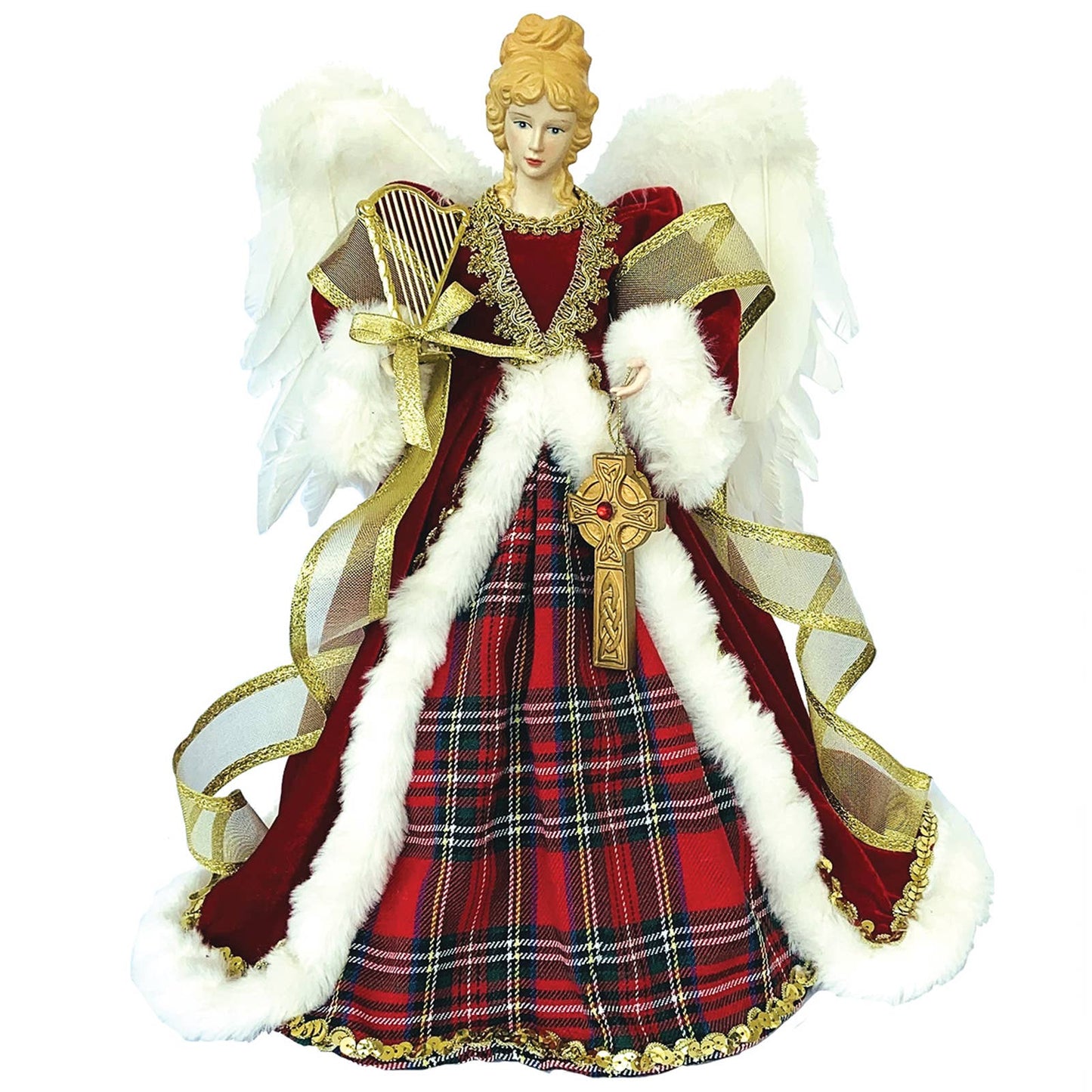 16" Red Plaid Angel Tree Topper