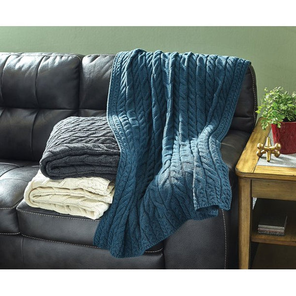 Silver Strand Supersoft Aran Cable Throw - Irish Sea