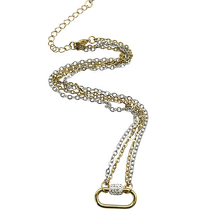 Charm Necklace w/ 'Loved' Heart & Crystal Charms - Gold & Silver